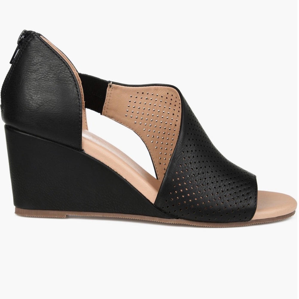 Journee Women's Comfort Foam Aretha Wedge Sandals - Black NWT - Picture 5 of 7